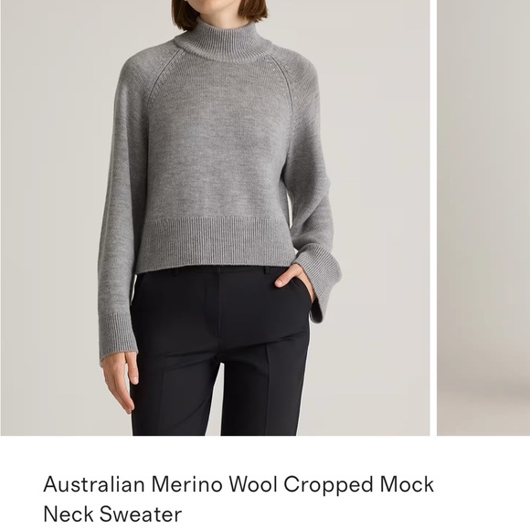 Quince Merino Wool Cropped Mock Neck Sweater - Picture 2 of 6